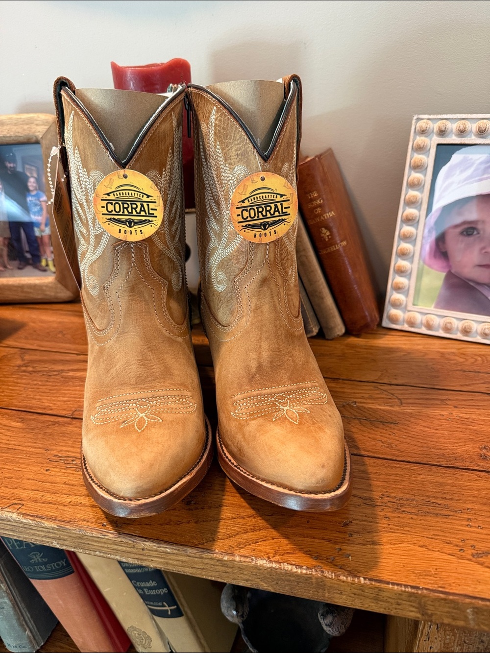 Corral Light Brown Embroidered Western Pull-On Boots